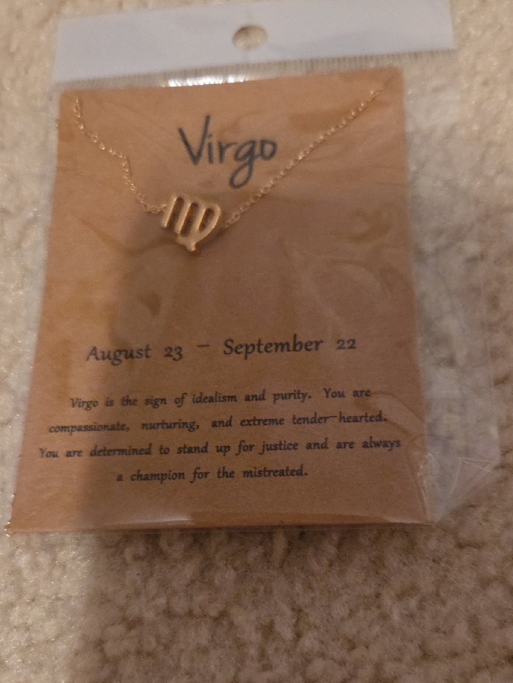 Gold Virgo Zodiac Pendant Necklace for Women